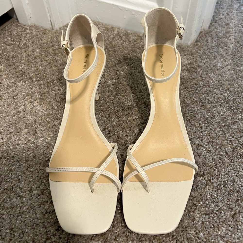Reformation Gigi Strappy Mid Heel Sandal